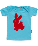 Tapete schattige turkooizen baby T-shirt met rood konijn