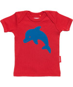 Tapete schattige rode baby T-shirt met blauwe dolfijn