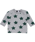 Molo coole baby T-shirt in grijs met grote groene Molo sterren