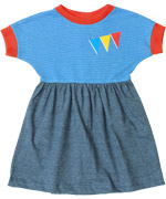 Retro-Rock-and-Robots cute dress with winner flag in blue