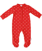 Baba Babywear leuk rood kruippakje met voetjes en vlinderprint