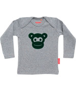 Tapete coole grijs gemÃªleerde baby T-shirt met leuke apengezicht