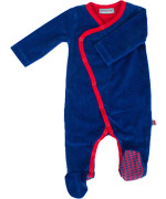 Froy & Dind pretty jumpsuit with feet in dark blue velvet