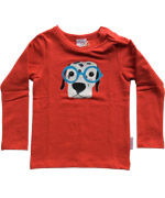 Baba Babywear coole rode t-shirt met lange mouwen en hondenprint