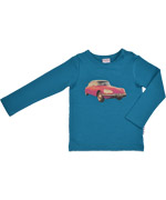 Baba Babywear coole blauwe t-shirt met lange mouwen en retro auto