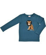 Baba Babywear coole blauwe t-shirt met lange mouwen en leeuwenprint