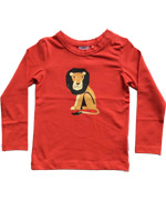 Baba Babywear coole rode t-shirt met lange mouwen en leeuwenprint